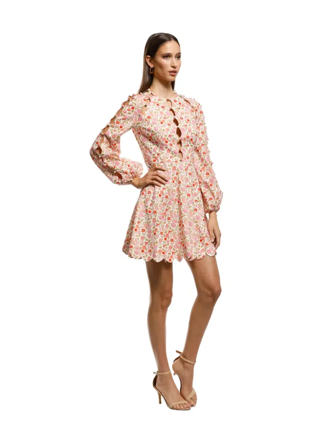 Zimmermann Goldie Scallop Short Dress Floral Size 1 / AU 10 for rent on The Volte - main image