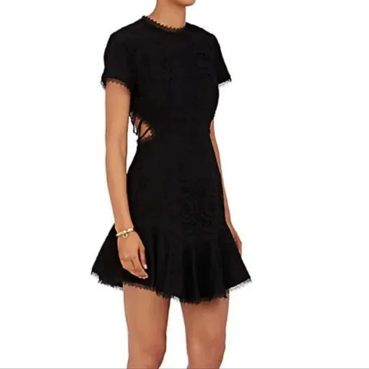 Zimmermann Broderie Lattice Eyelet Cutout Mini Dress Black Size 1 / AU 10 - Image 3