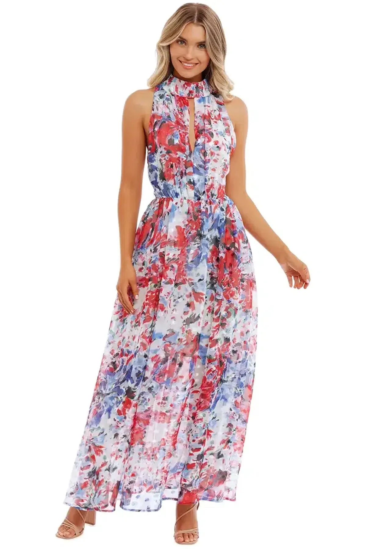 Sofia Irina Halter Gown Spring Floral Multi Size AU 6 - Image 4