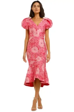 Love Honor Argento Midi Pink Floral Pink Size AU 10 for rent on The Volte - image 1