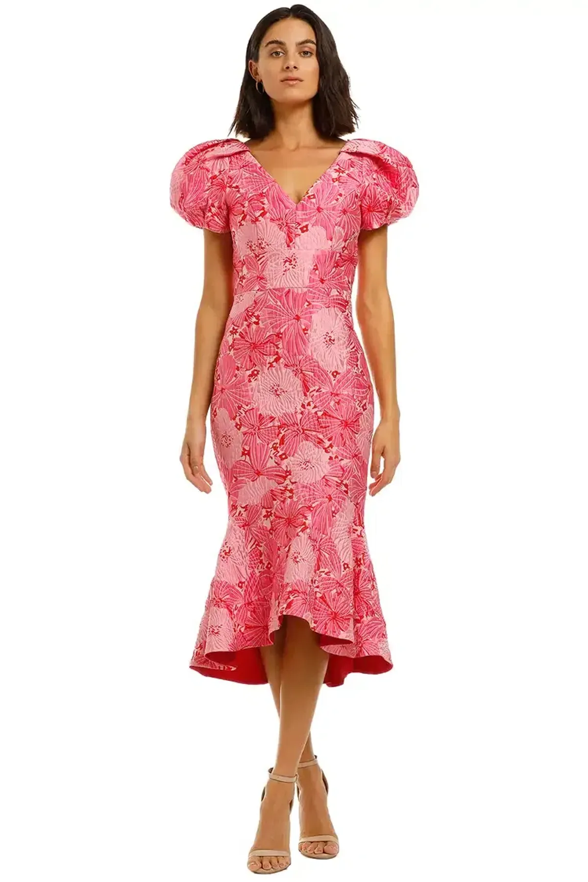 Love Honor Argento Midi Pink Floral Pink Size AU 12 - Image 1