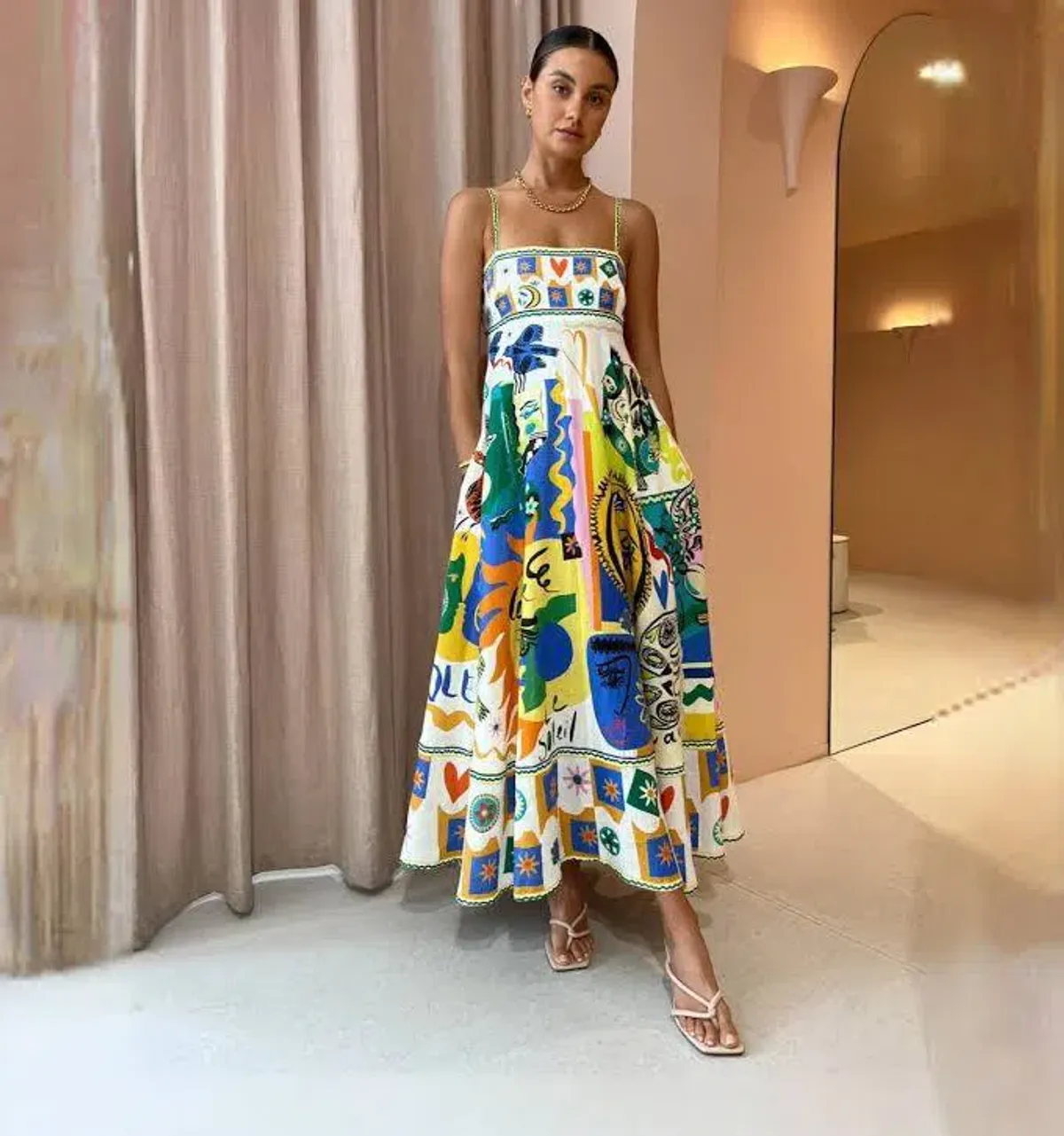 Alemais Soleil Dress Ivory/Multi Print Size 6 for rent on The Volte - main image
