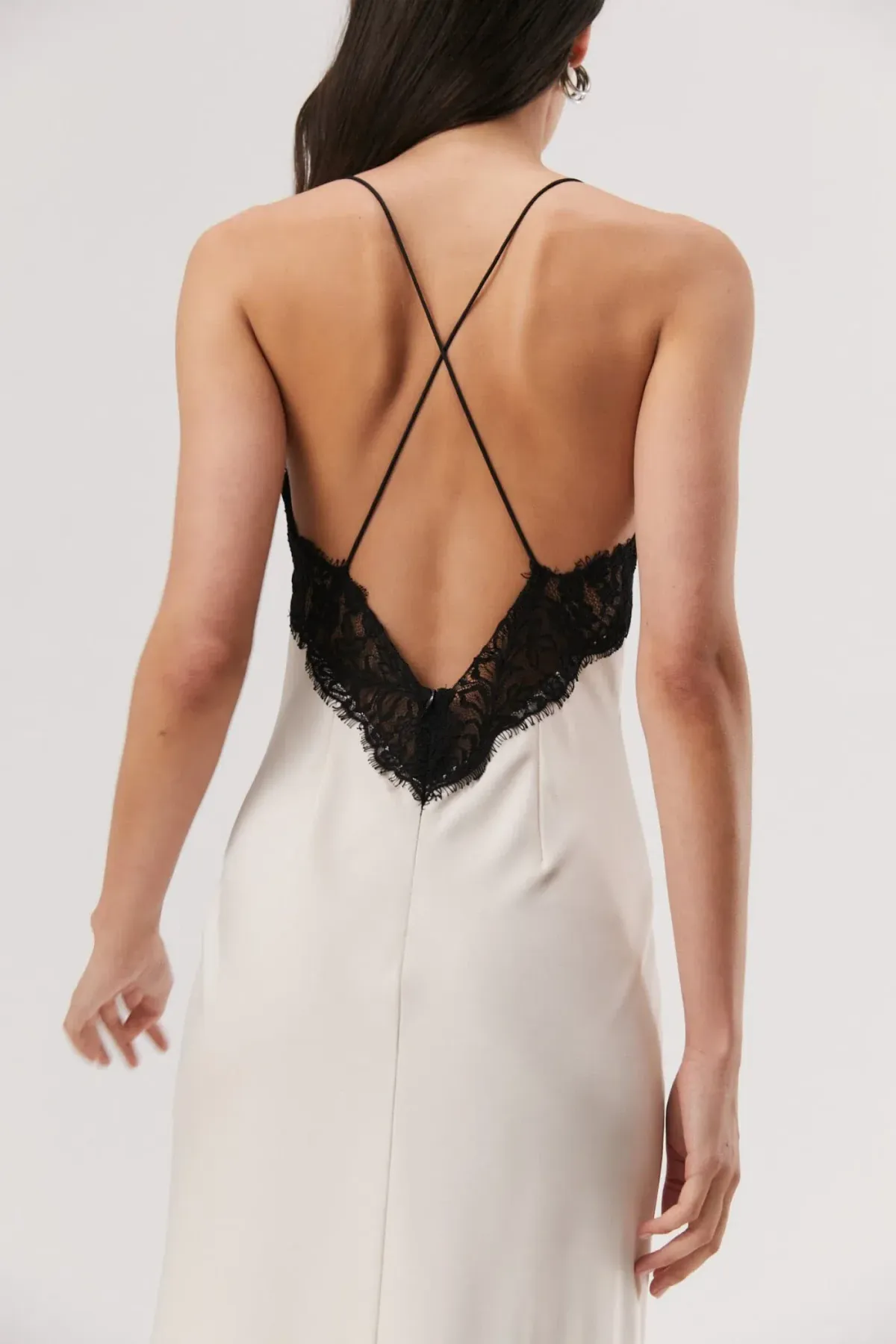 MISHA Eanna Lace Trim Slip Satin Maxi Dress Cream Size 10/M - Image 3