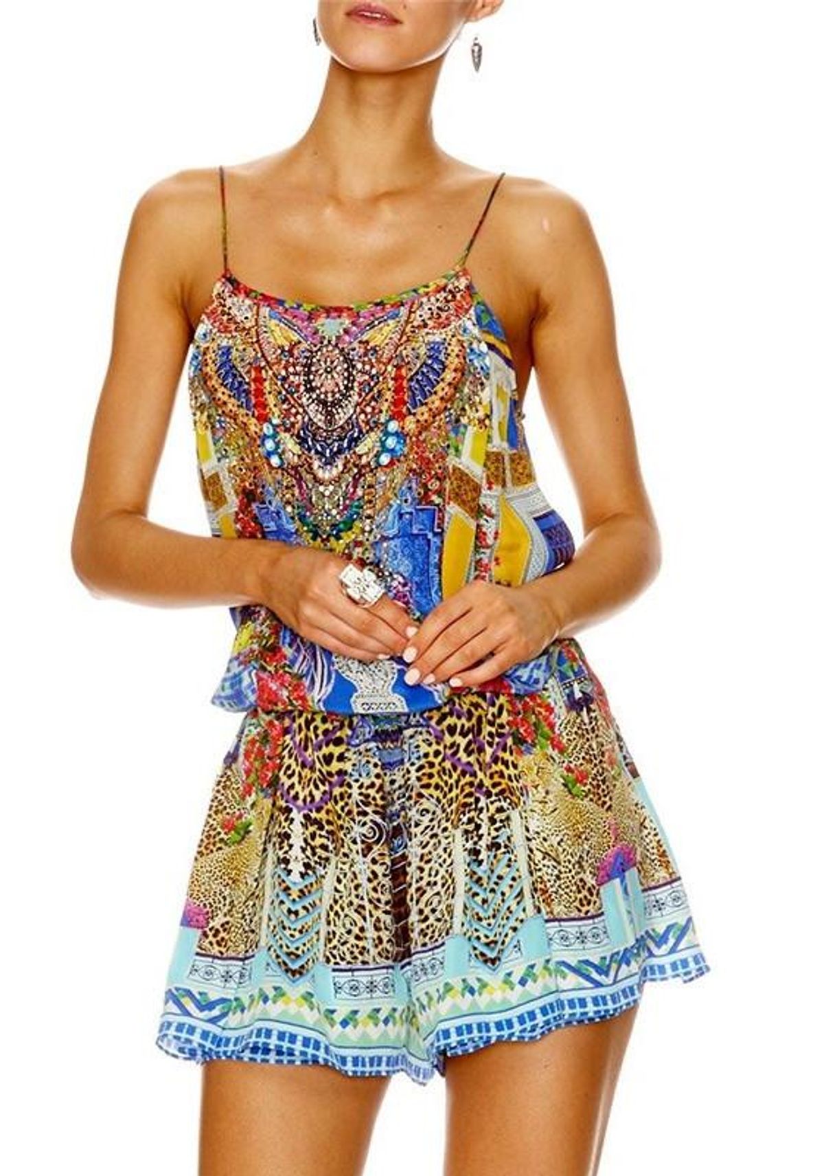 Camilla Bohemian Bounty Shoestring Strap Playsuit Blue Size 14 for rent on The Volte - main image