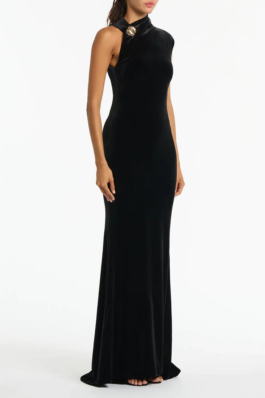 Carla Zampatti Velvet Button Gown Black Size 8 for rent on The Volte - main image