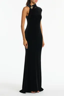 Carla Zampatti Velvet Button Gown Black Size 8 for rent on The Volte - image 2