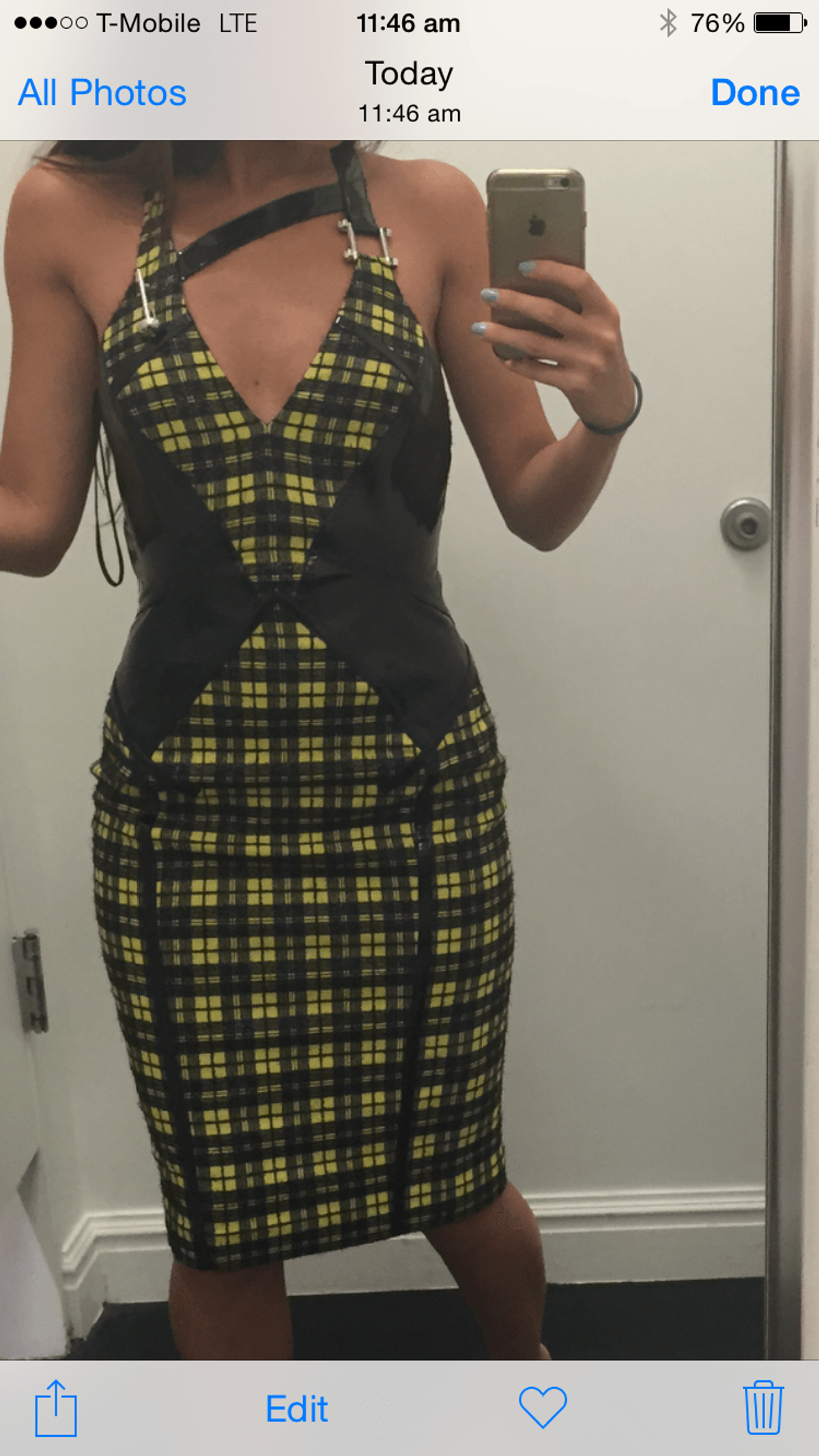 Versace Lurex Tartan Dress Print Size 4 - Image 3