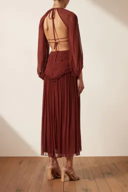 Shona Joy Safira Cut Out Backless Midi Dress in Sangria Size 14 for rent on The Volte - image 3