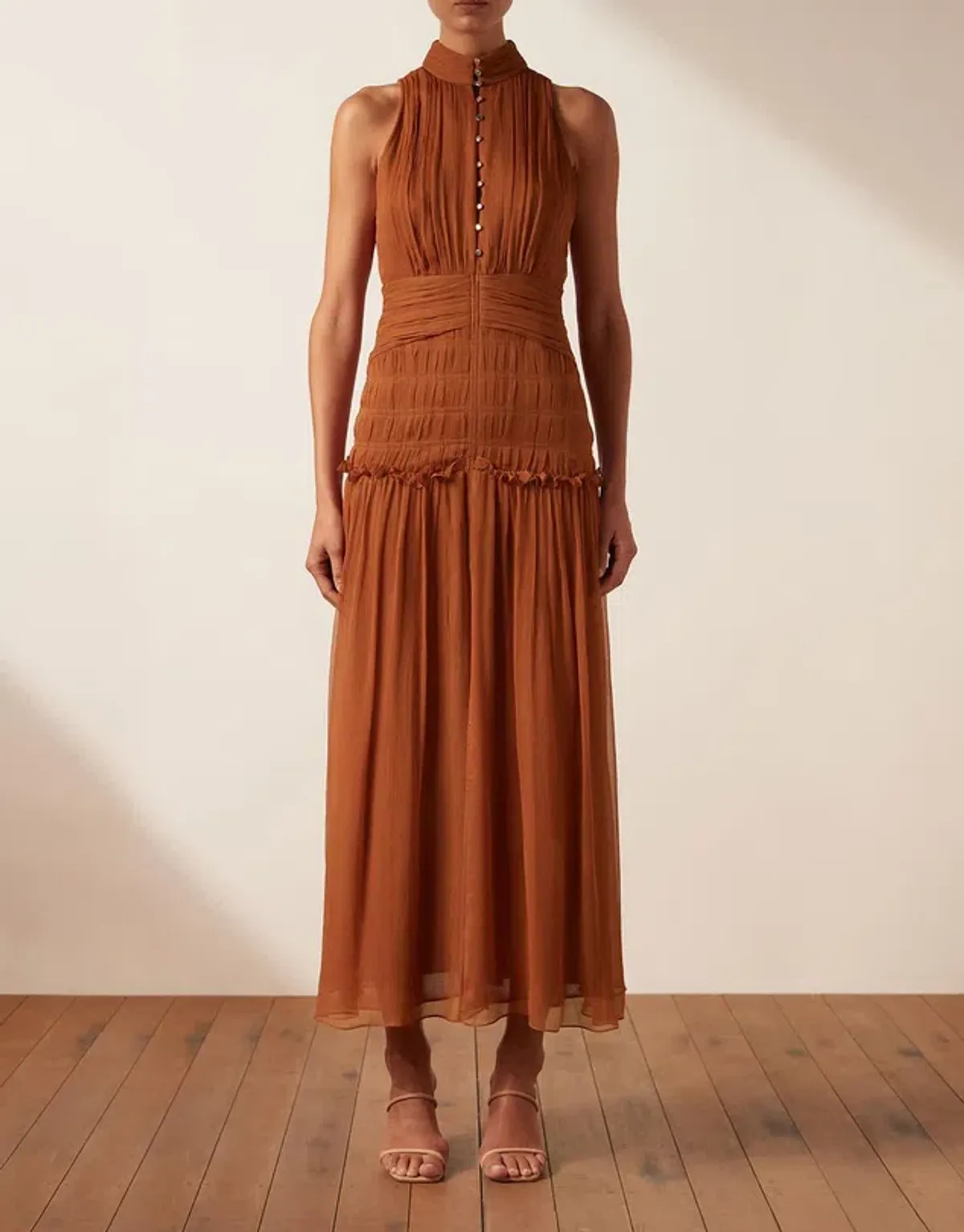 Shona Joy Noemi Sleeveless Button Up Midi Dress in Siena Size 14 - Image 1