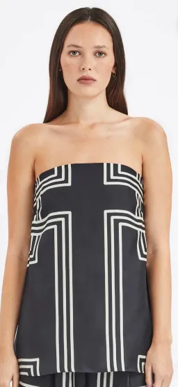 Ginger & Smart Walk the Line Strapless Top Black/Print Size 8 for rent on The Volte - image 3