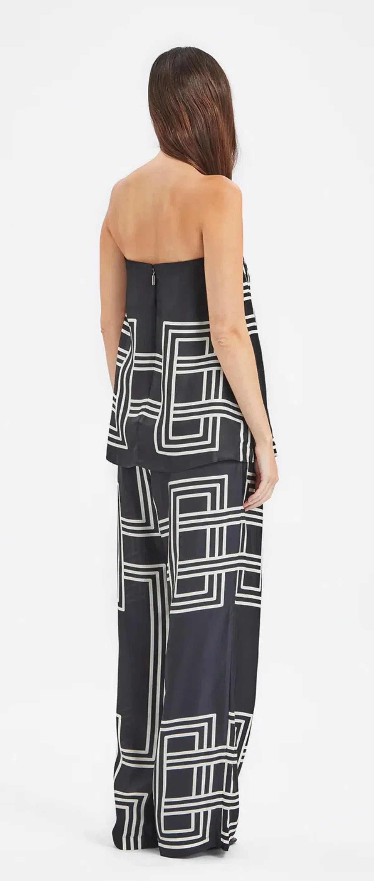 Ginger & Smart Walk the Line Strapless Top Black/Print Size 8 - Image 4