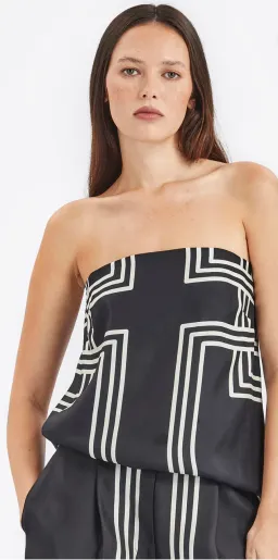 Ginger & Smart Walk the Line Strapless Top Black/Print Size 8 for rent on The Volte - image 5