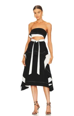 L’Academie Helena Midi Dress Black/White Size S / AU 8 for rent on The Volte - image 1