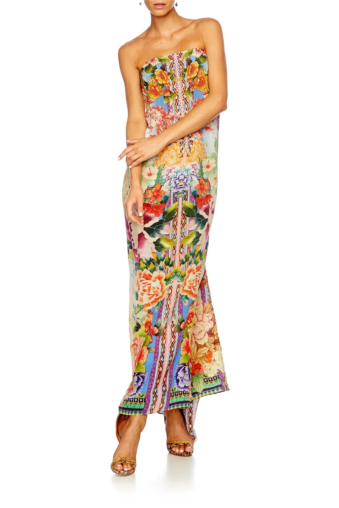 Camilla Flower Hour Round Neck Kaftan One Size for rent on The Volte - main image