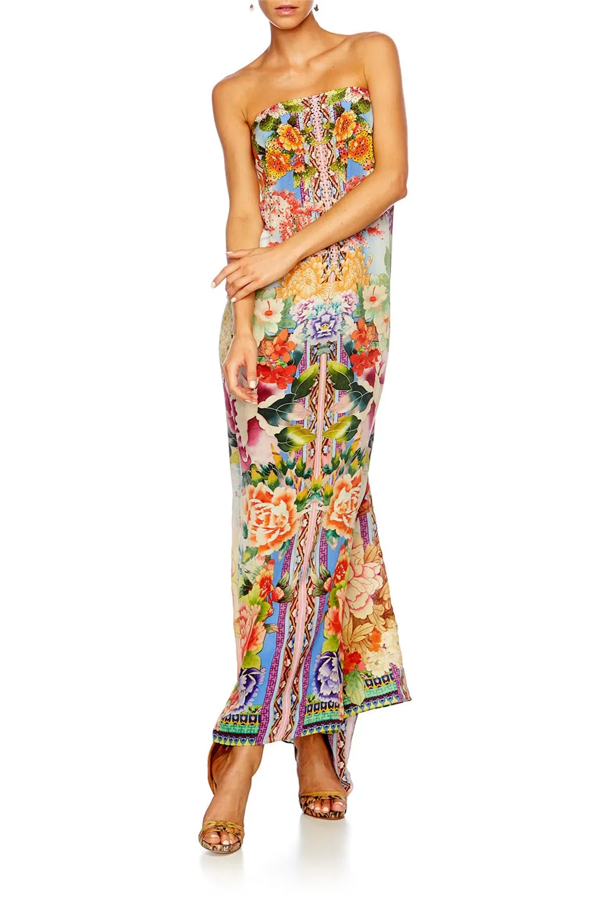 Camilla Flower Hour Round Neck Kaftan One Size - Image 5