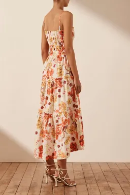 Shona Joy Kalani Shirred Tiered Midi Dress Floral Size 8 for rent on The Volte - image 2