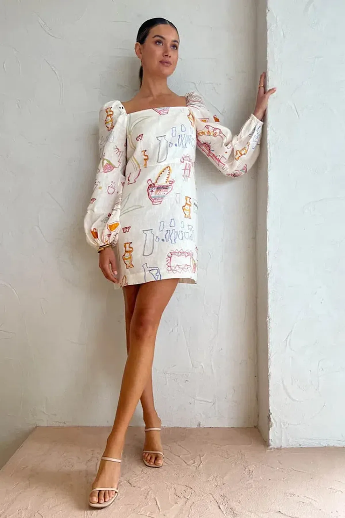 Kate Ford Willow Puff Mini Dress Print Size 10 - Image 2
