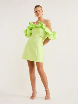 Alemais Suzi Off Shoulder Dress Charteuse Size 6 for rent on The Volte - image 3