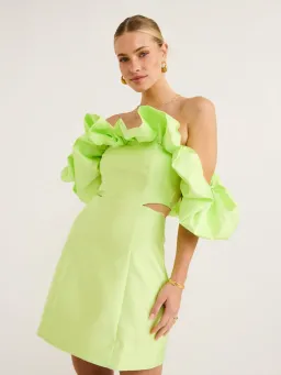 Alemais Suzi Off Shoulder Dress Charteuse Size 6 for rent on The Volte - image 4