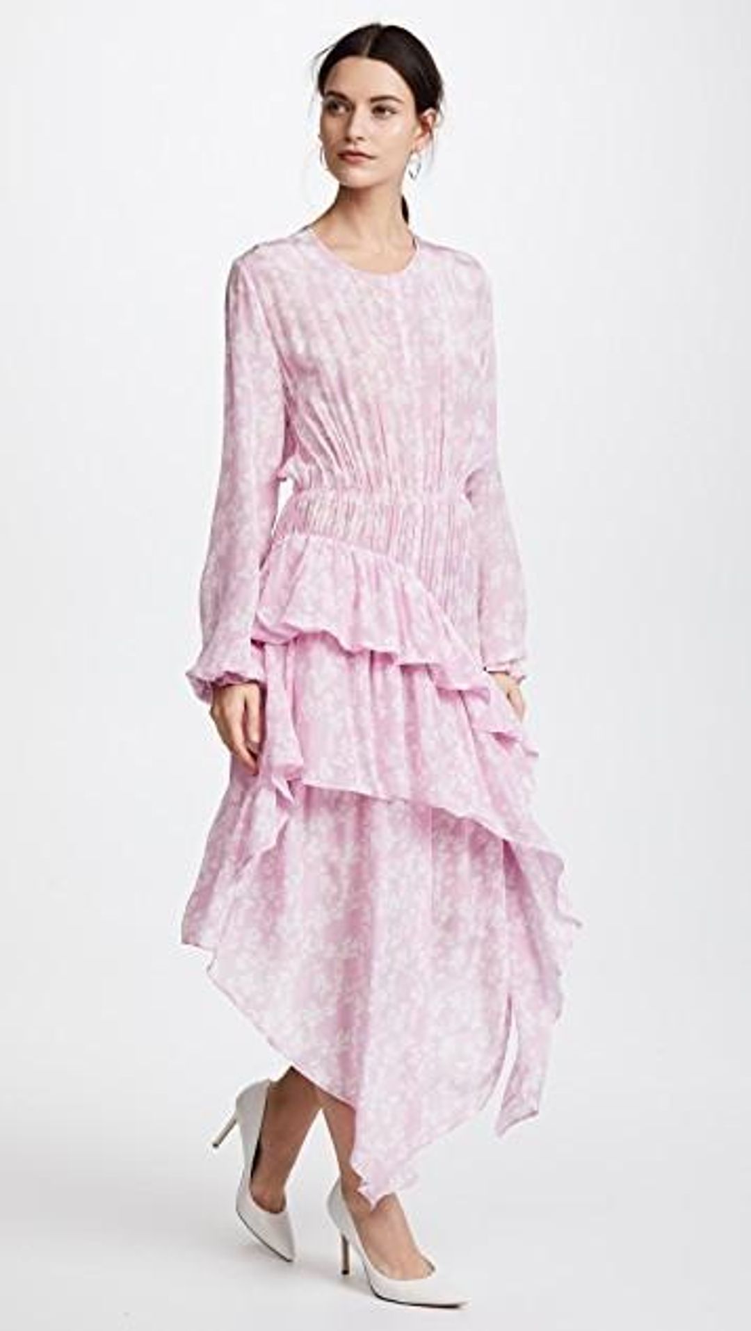 Preen Line Eden Floral Print Ruffle-Trimmed Crepe Dress for rent on The Volte - main image