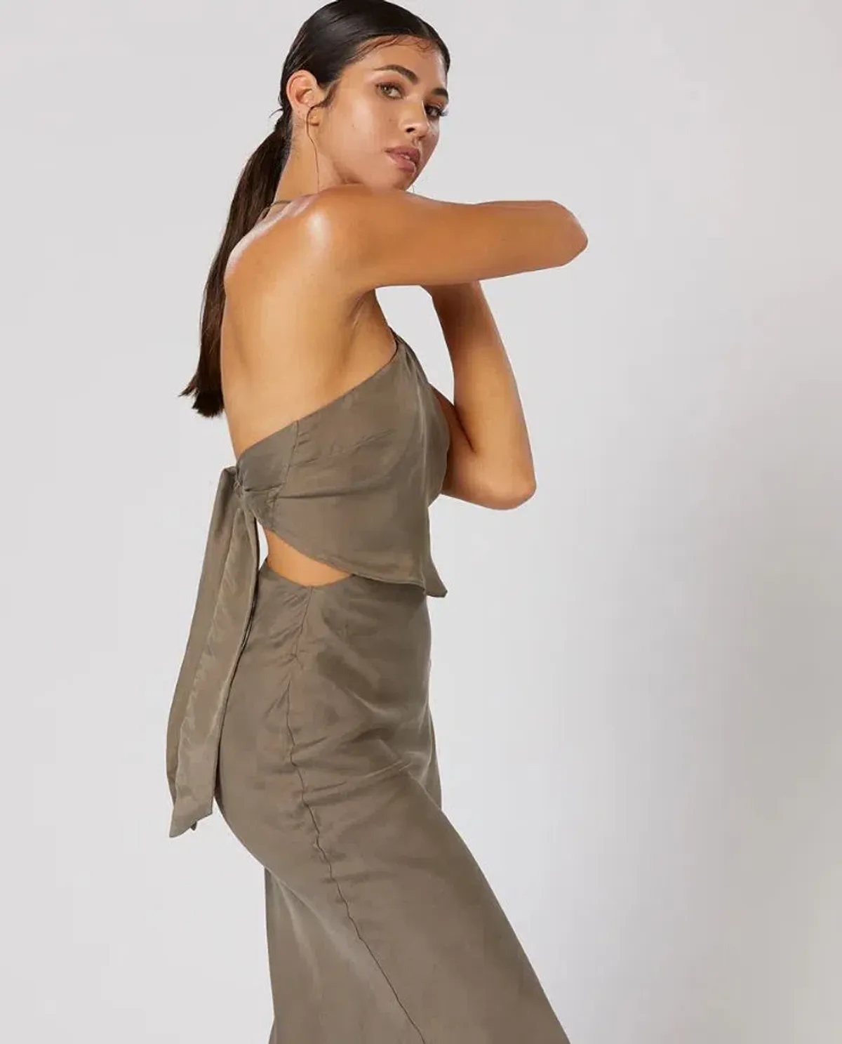 Winona Valley Tie Back Dress Olive Size S / AU 8 - Image 2