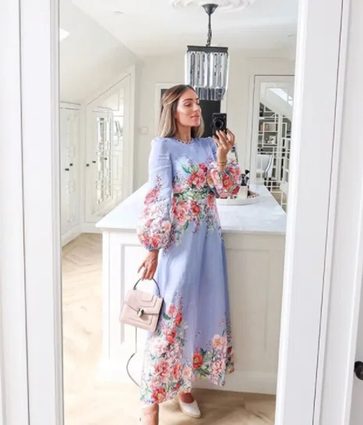 Zimmermann The Bellitude Floral Long Dress in Cornflower Floral Size 3 / AU 14 - Image 4
