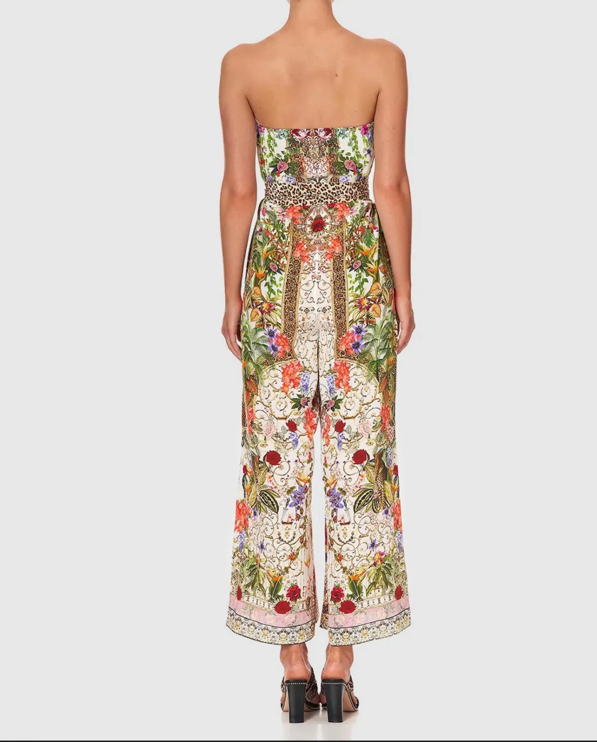 Camilla Fair Verona Tie Waist Strapless Jumpsuit with Belt Multi Size M/Au 12 - Image 4