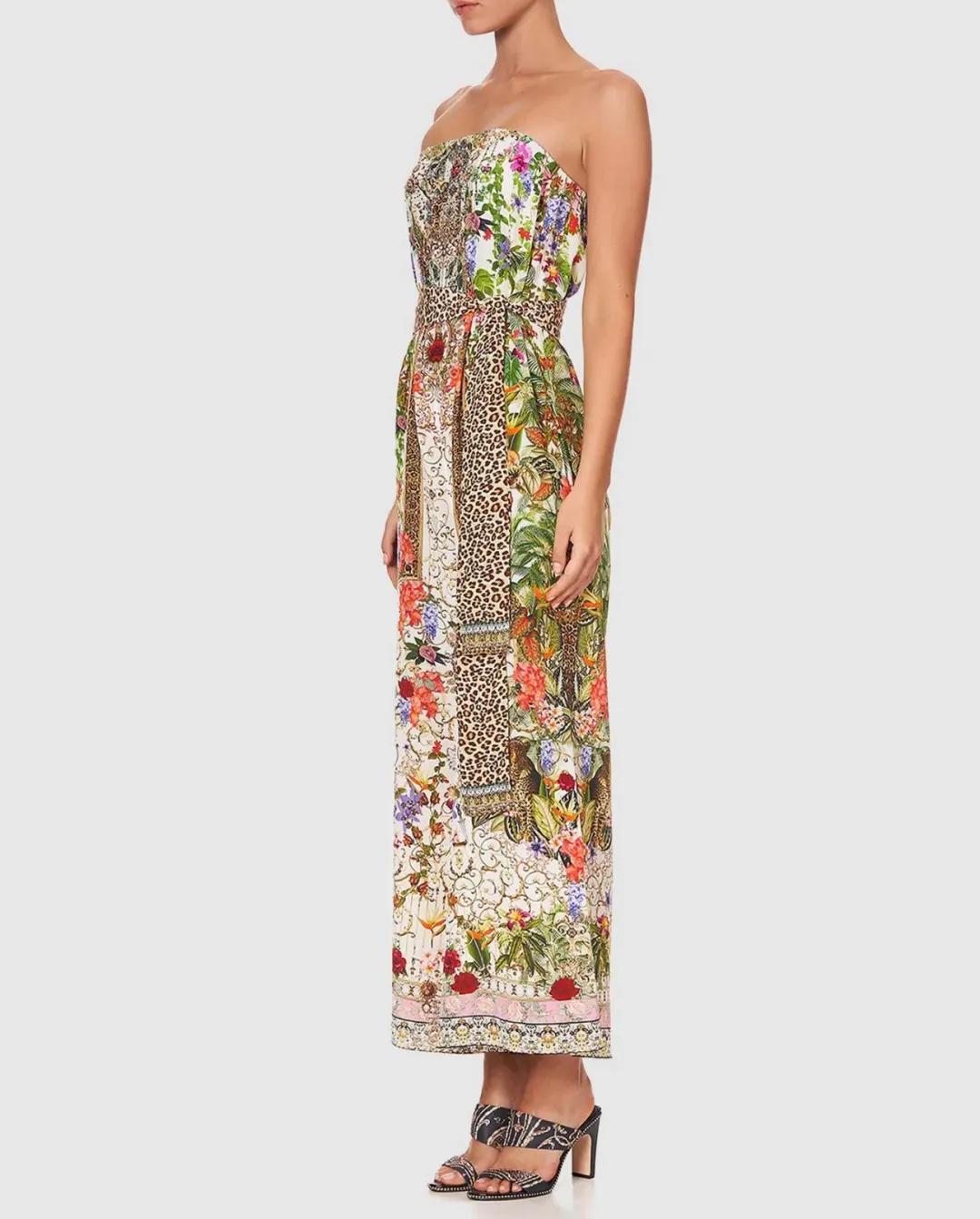 Camilla Fair Verona Tie Waist Strapless Jumpsuit with Belt Multi Size M/Au 12 for rent on The Volte - main image