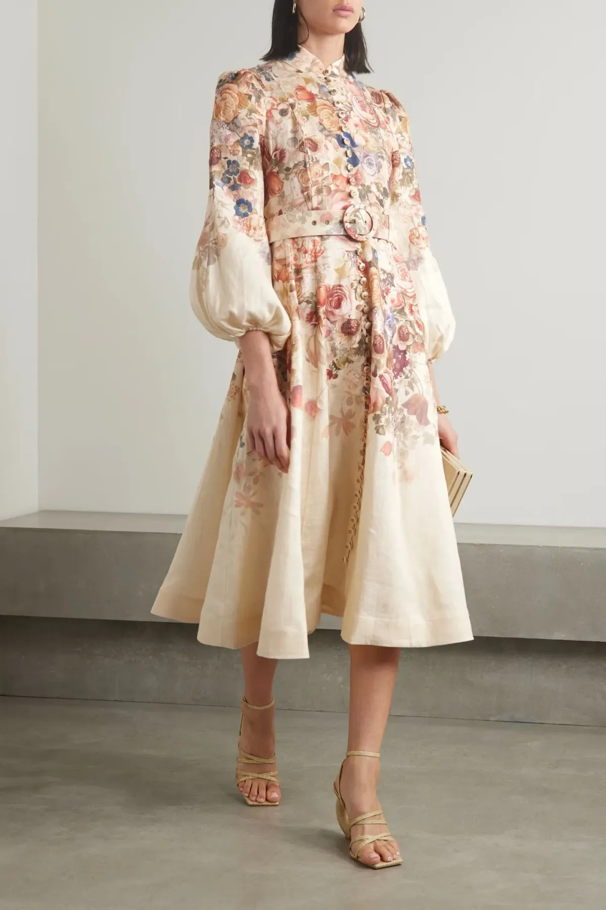 Zimmermann Luminosity Buttoned Midi Dress Floral Size 1/Au 10 - Image 1