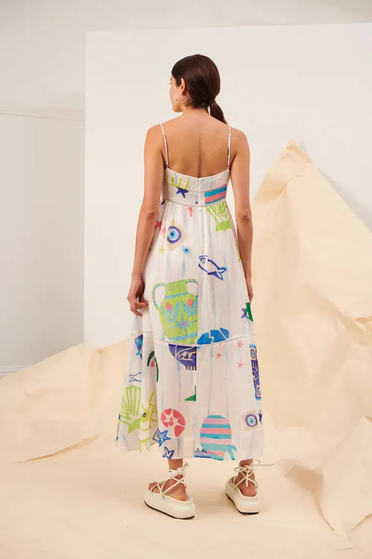 Kate Ford Pella Ladder Bustier Dress Multi Print Size 0 /Au 6 - Image 3