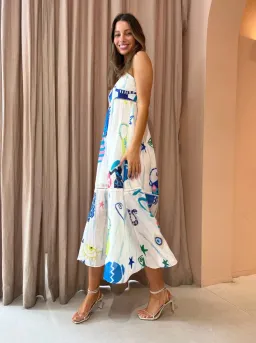 Kate Ford Pella Ladder Bustier Dress Multi Print Size 0 /Au 6 for rent on The Volte - image 6