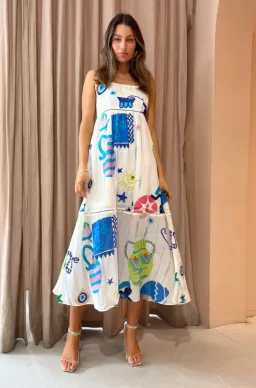 Kate Ford Pella Ladder Bustier Dress Multi Print Size 0 /Au 6 for rent on The Volte - image 5