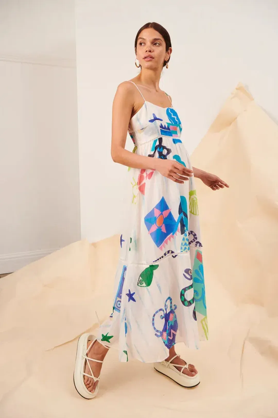 Kate Ford Pella Ladder Bustier Dress Multi Print Size 0 /Au 6 for rent on The Volte - main image