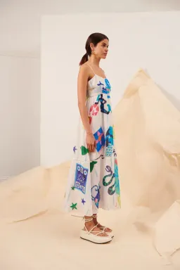 Kate Ford Pella Ladder Bustier Dress Multi Print Size 0 /Au 6 for rent on The Volte - image 4