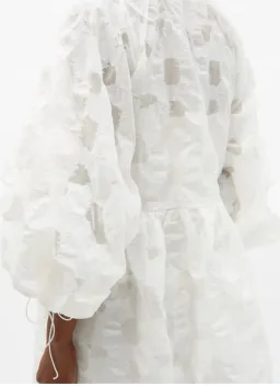 Cecilie Bahnsen Hella Puff-Sleeve Cotton-Blend Fil-Coupé Dress Size M/L / AU 14 for rent on The Volte - image 4