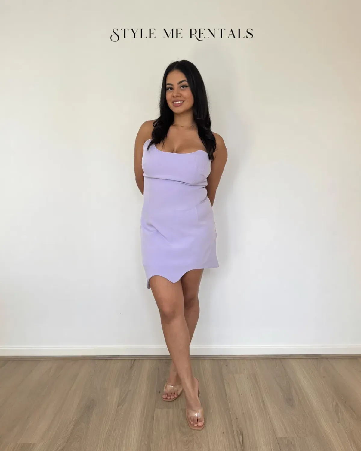 By Johnny Strapless Wave Mini Dress Lilac Size 10 - Image 3