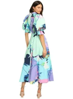 Leo Lin Illusory Cotton Dress Multi Print Size AU 8 for rent on The Volte - image 2