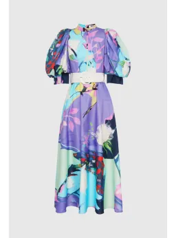 Leo Lin Illusory Cotton Dress Multi Print Size AU 8 for rent on The Volte - image 3