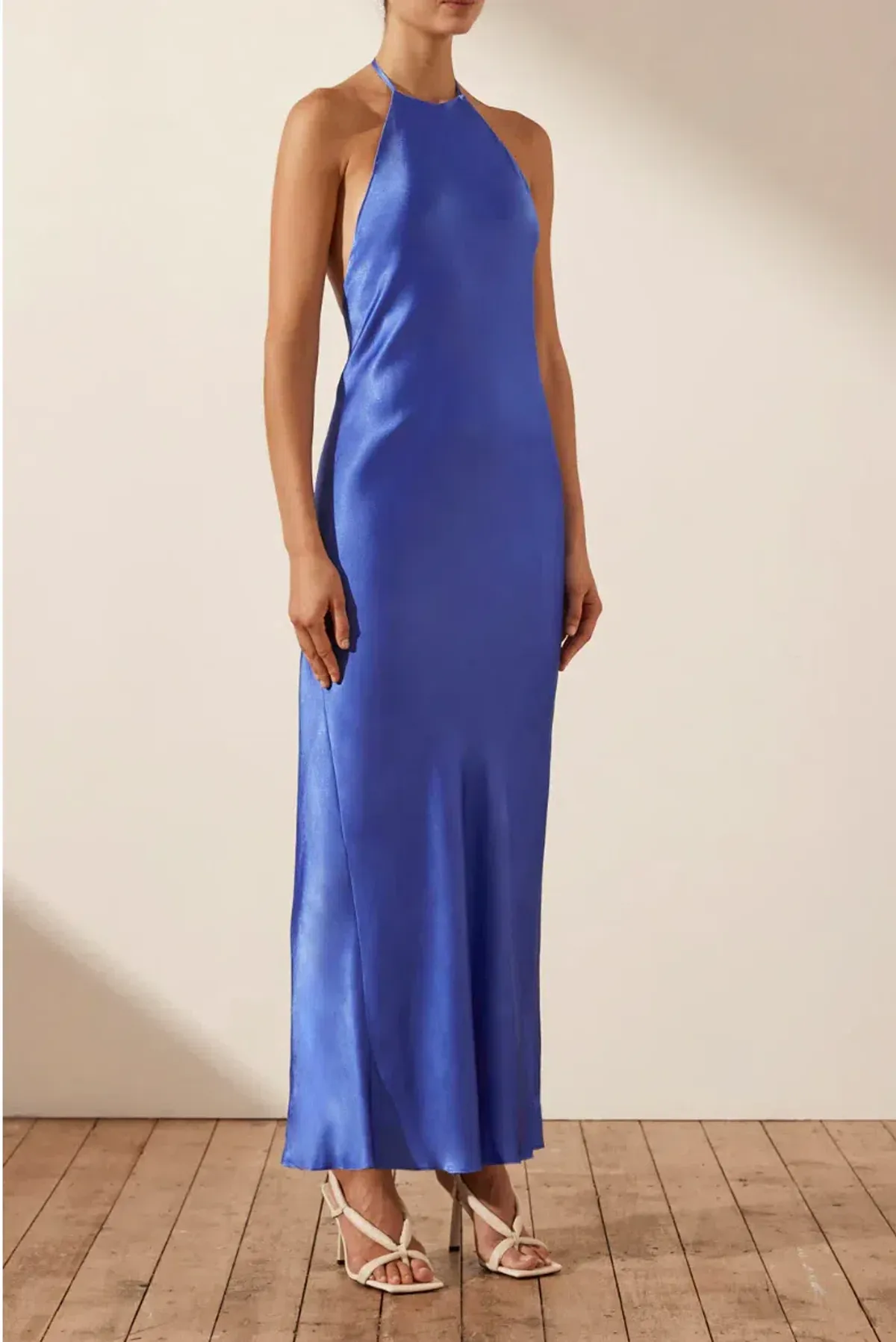Shona Joy Oliviera Low Back Halter Neck Midi Dress Strong Blue Size 4 - Image 2