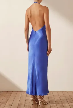 Shona Joy Oliviera Low Back Halter Neck Midi Dress Strong Blue Size 4 for rent on The Volte - image 3