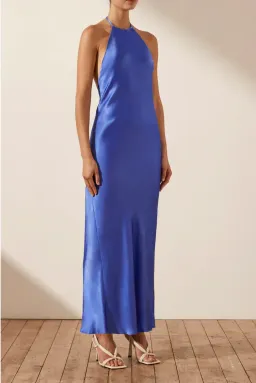 Shona Joy Oliviera Low Back Halter Neck Midi Dress Strong Blue Size 12 for rent on The Volte - image 2
