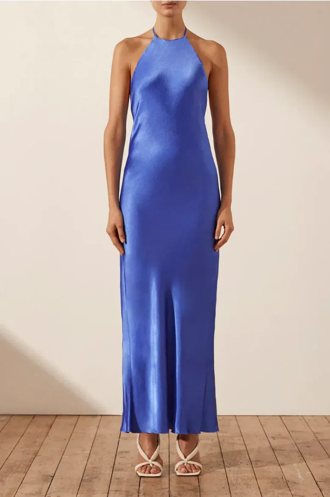 Shona Joy Oliviera Low Back Halter Neck Midi Dress Strong Blue Size 12 for rent on The Volte - main image