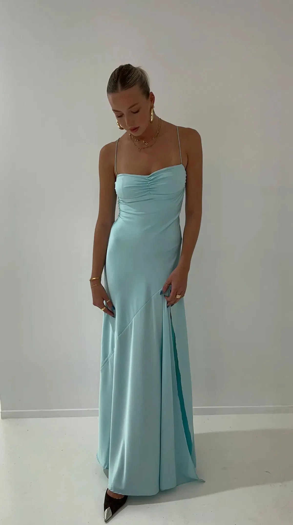 HNTR The Label Gaia Gown in Aqua Size S / AU 8 - Image 1