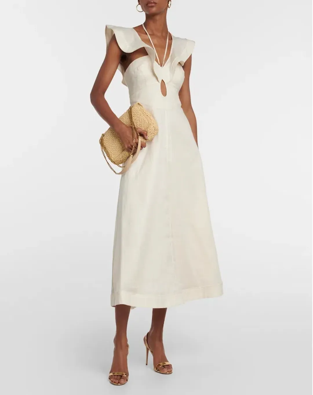 Zimmermann Halcyon Flutter Midi Cream Size 0P / AU 6 for rent on The Volte - main image