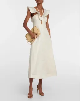 Zimmermann Halcyon Flutter Midi Cream Size 0P / AU 6 for rent on The Volte - image 1