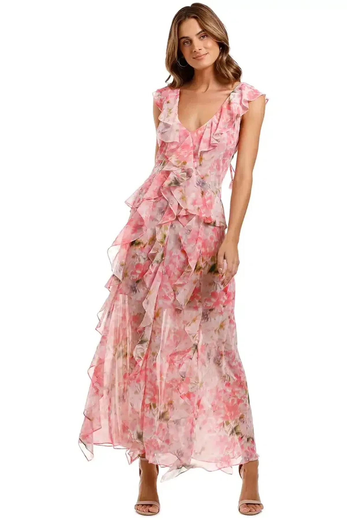 MISA LA Claudita Dress Pink Floral Size AU 8 - Image 1