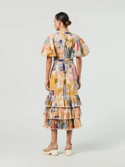Zimmermann Anneke Ruffle Hem Midi Dress Patch Paisley Size 4 / AU 16 for rent on The Volte - image 2
