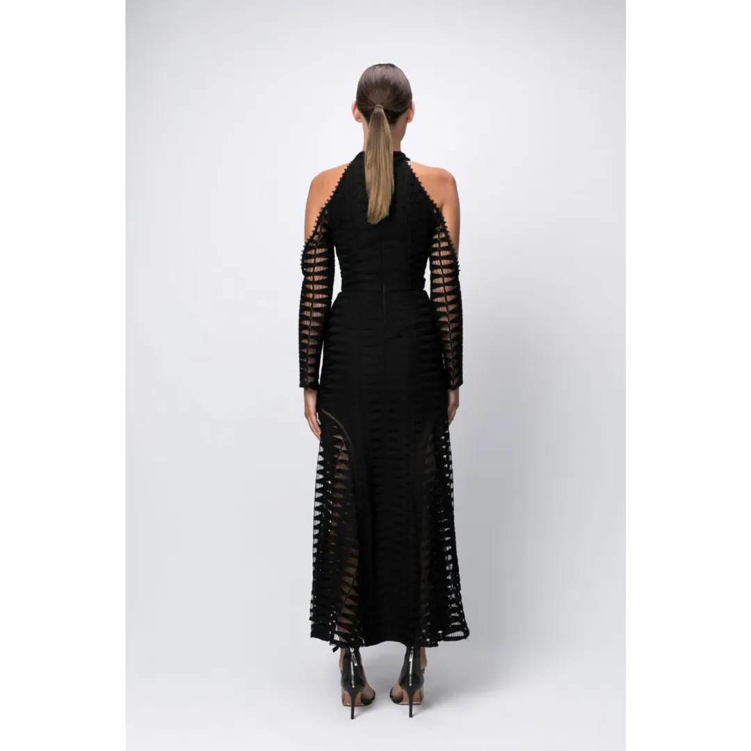 White Suede Time Stops Fishbone Dress Black Size 6 for rent on The Volte - main image