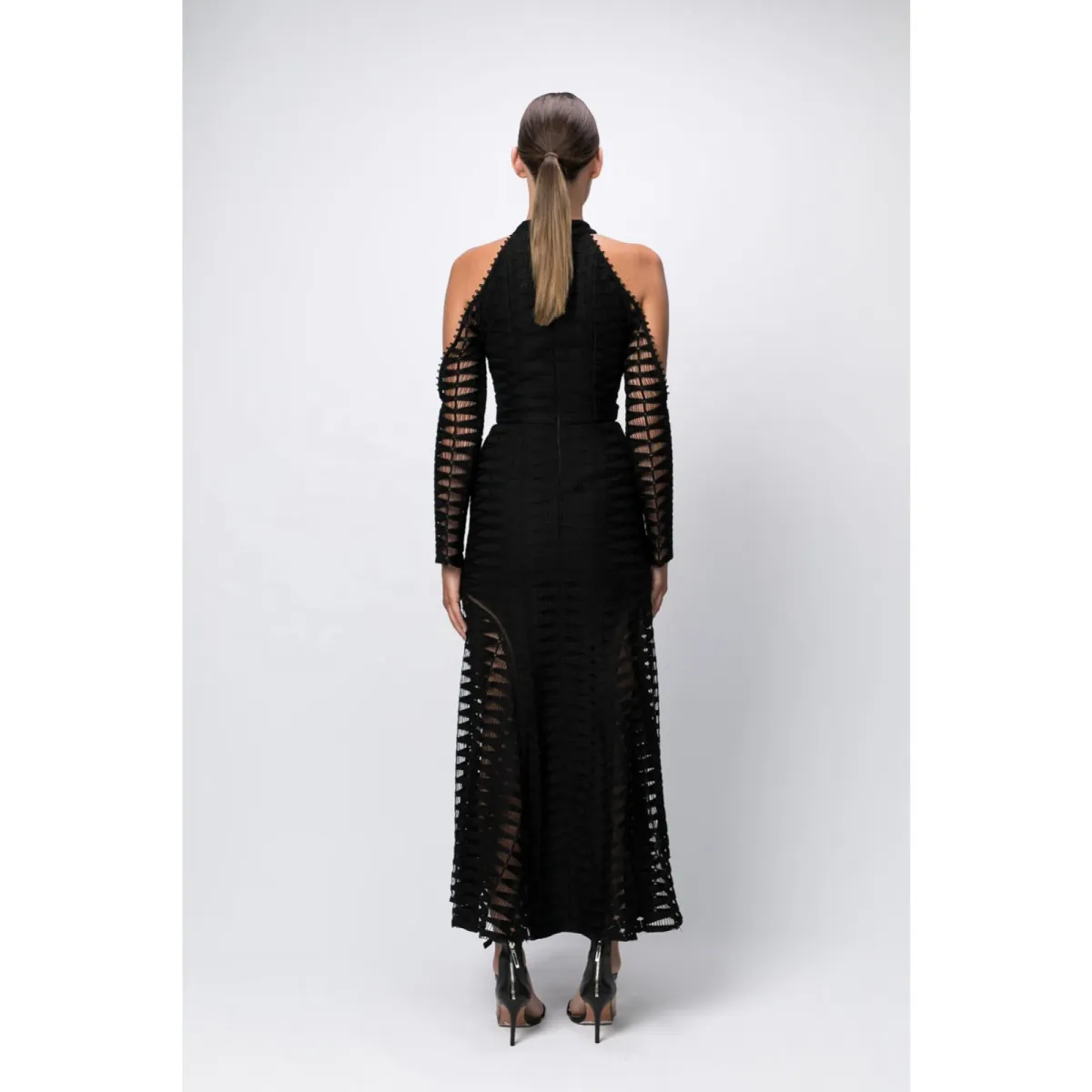White Suede Time Stops Fishbone Dress Black Size 6 - Image 3