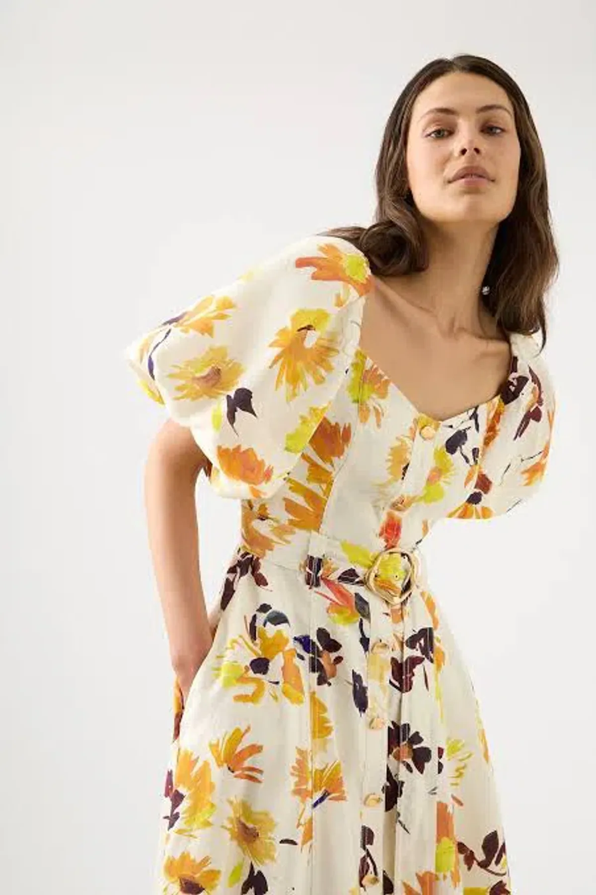 Aje Soleil Belted Dress Pressed Sunflowers Size 12 - Image 3